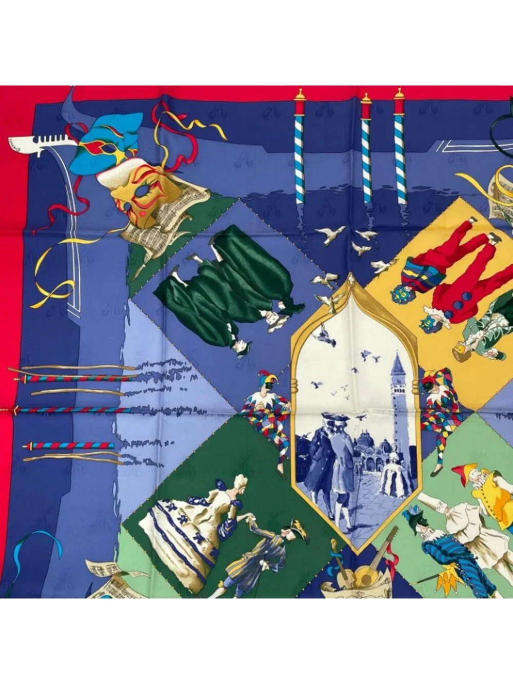 Hermes Carre 90 Carnaval de Venise Carnival of Venice Scarf Silk 100% Blue - Picture 2 of 5